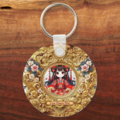 金フェイク中国の彫り枠 キーホルダー (裏面)