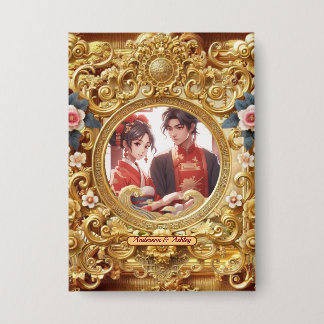 金フェイク中国の彫り枠 缶バッジ