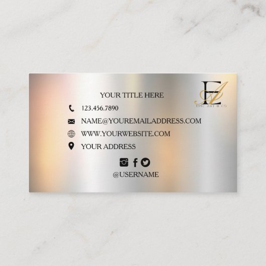 金フェイク属エレガント銀 名刺 (裏面)