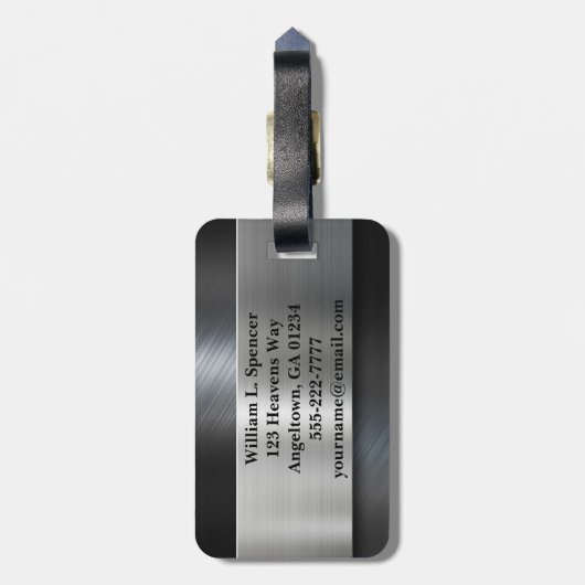 金フェイク属オレンジブラックグレーモノグラム ラゲッジタグ (裏面縦)