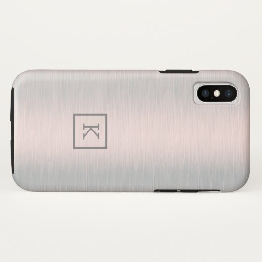 金フェイク属シルバーグブラシ仕上げアルミニウムの外観 Case-Mate iPhoneケース (裏面(横))