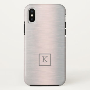 金フェイク属シルバーグブラシ仕上げアルミニウムの外観 iPhone XSケース