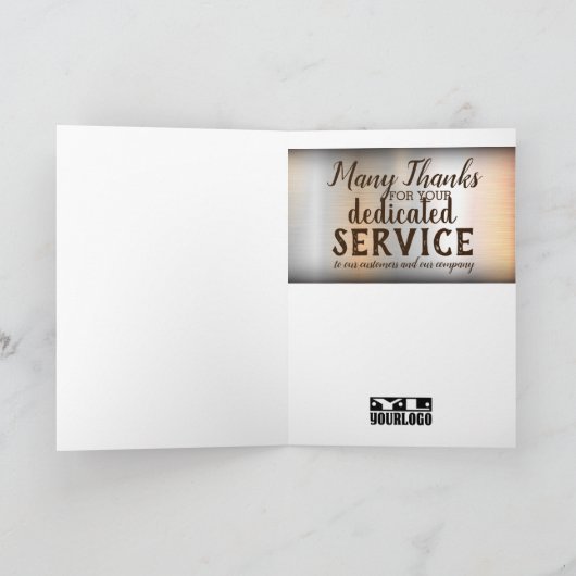 金フェイク属スタッド従業員の記念日 カード (内部)