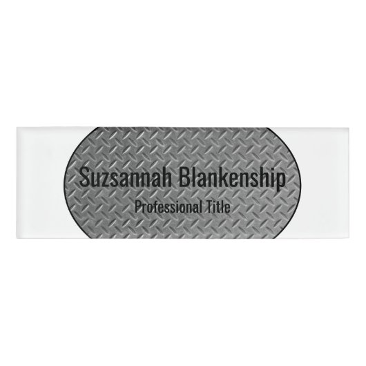 金フェイク属ダイヤモンドプレート白縁ど名タグ 名札 (正面)