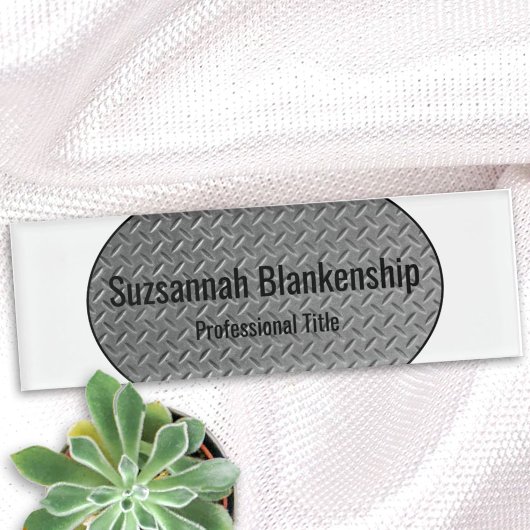 金フェイク属ダイヤモンドプレート白縁ど名タグ 名札