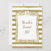 金フェイク箔および白ハートフレーム招待状 招待状 (正面)