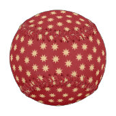 金フェイク箔と赤の星のパターン 野球ボール (正面)