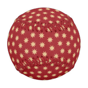 金フェイク箔と赤の星のパターン 野球ボール