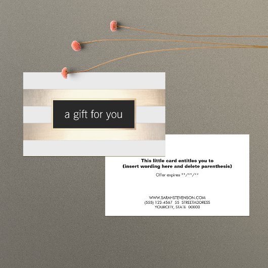 金フェイク箔と黒の小売用ストライプのギフトカード 割引カード