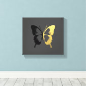 金フェイク箔と黒蝶 キャンバスプリント (インサイチュ (ウッドフロア))