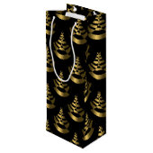 金フェイク箔と黒 |旧正月 ワインギフトバッグ (裏面アングル)