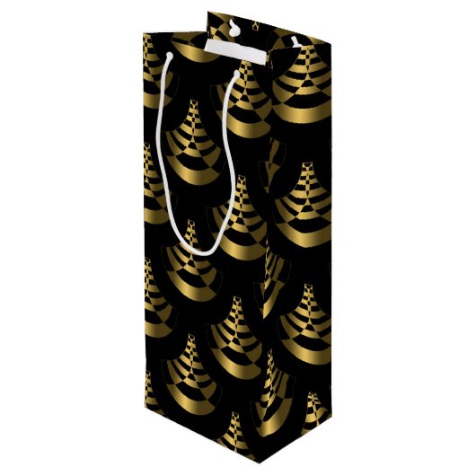 金フェイク箔と黒 |旧正月 ワインギフトバッグ (裏面アングル)