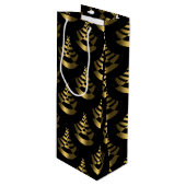 金フェイク箔と黒 |旧正月 ワインギフトバッグ (正面アングル)