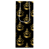金フェイク箔と黒 |旧正月 ワインギフトバッグ (正面)