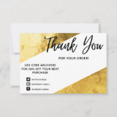 金フェイク箔のジオメトリックメディアインサー感謝していト サンキューカード (正面)