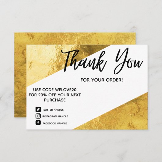 金フェイク箔のジオメトリックメディアインサー感謝していト サンキューカード (正面/裏面)