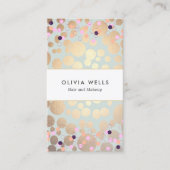 金フェイク箔の円と紙吹雪 名刺 (正面)