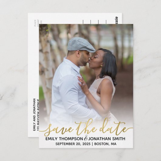 金フェイク箔の写真日付はがきを保存 ポストカード (正面/裏面)