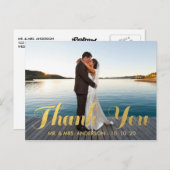 金フェイク箔の写結婚真ありがとう ポストカード (正面/裏面)