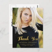 金フェイク箔の卒業写真ありがとうはがき ポストカード (正面/裏面)