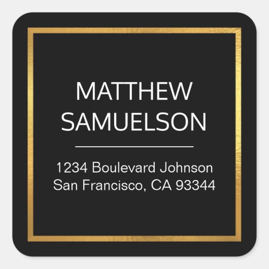 金フェイク箔の名前と差出人住所 スクエアシール (正面)