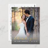 金フェイク箔の手書き結婚の感謝 ポストカード (正面/裏面)