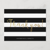 金フェイク箔の書道 | 白黒のストライプ ポストカード (正面)