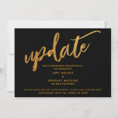 金フェイク箔の波状延期結婚のブラックカード 招待状 (正面)