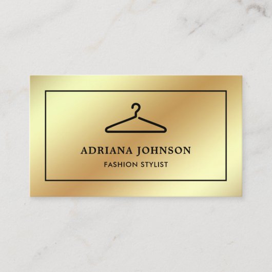 金フェイク箔の衣服掛けファッションスタイリスト 名刺 (正面)