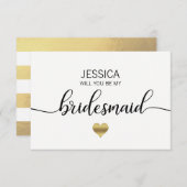 金フェイク箔の黒は私の花嫁になる？ 招待状 (正面/裏面)