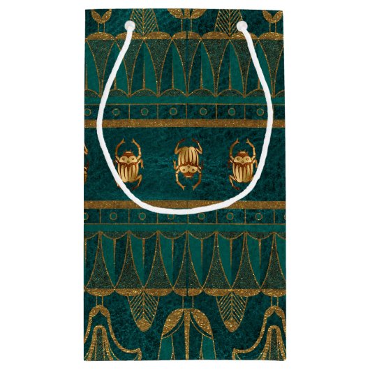 金フェイク箔エジプトをテーマにしたパーティー スモールペーパーバッグ (裏面)