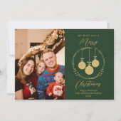 金フェイク箔エレガントクリスマスフォトグリーン シーズンカード (正面)