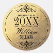 金フェイク箔エレガント卒業ステッカー ラウンドシール (正面)