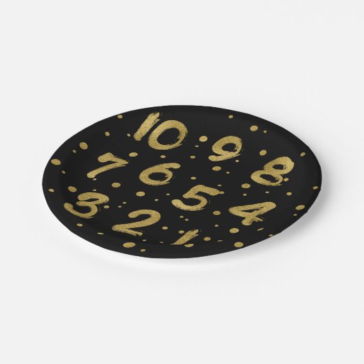 金フェイク箔カウントダウン新年の紙プレート ペーパープレート (アングル)