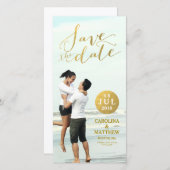 金フェイク箔ガラス | 写真カードの日付を保存 セーブザデート (正面/裏面)