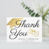 金フェイク箔キャップ卒業証書 サンキューカード (スタンド正面)