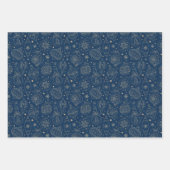 金フェイク箔クリスマスツリー装飾パターン ラッピングペーパーシート (正面)