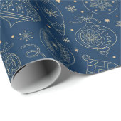 金フェイク箔クリスマスツリー装飾パターン ラッピングペーパー (ロールコーナー)