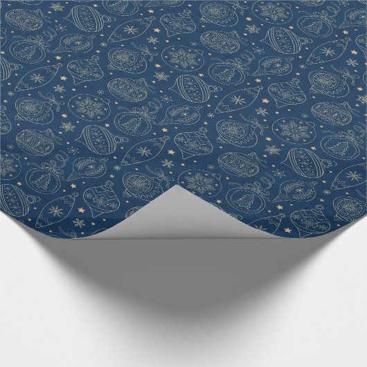 金フェイク箔クリスマスツリー装飾パターン ラッピングペーパー (角)