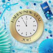 金フェイク箔クロック真夜中ハッピーニューイヤー ペーパープレート (パーティー)