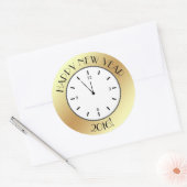 金フェイク箔クロック真夜中ハッピーニューイヤー ラウンドシール (封筒)