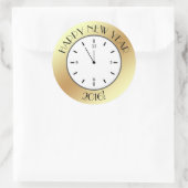 金フェイク箔クロック真夜中ハッピーニューイヤー ラウンドシール (バッグ)