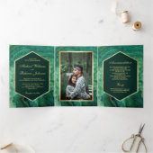 金フェイク箔グリーンアゲ結婚ートの写真 三つ折り招待状 (内部)