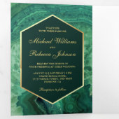 金フェイク箔グリーンアゲ結婚ートの写真 三つ折り招待状 (内部最初)