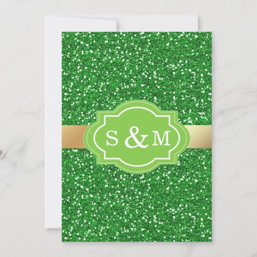 金フェイク箔グリーングリッター結婚式招待状 招待状 (裏面)