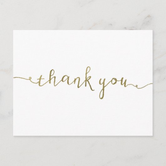 金フェイク箔サンキューカード- 4.25インチx 5.6インチ ポストカード (正面)