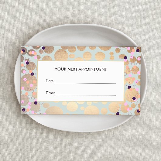 金フェイク箔サークル紙吹雪アポイントメントカード 予約カード