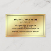 金フェイク箔ジェット機飛行機パイロット 名刺 (裏面)