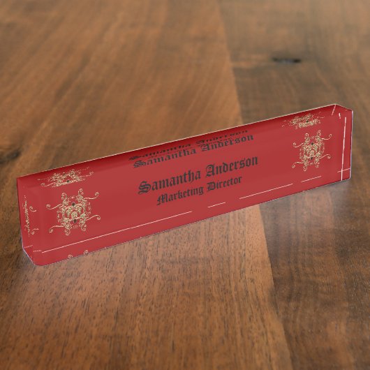 金フェイク箔ジュエルエレガントゴシック机用ネームプレート デスクネームプレート (側面)