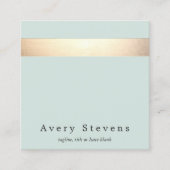 金フェイク箔ストライプのラエレガントイトブルーシック スクエア名刺 (正面)